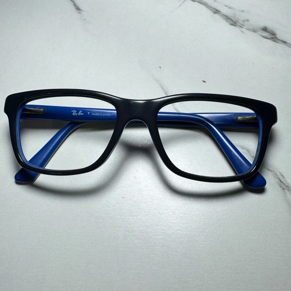 Ray-Ban Junior RB 1536 3600 Black Blue Rectangular Eyeglasses Frames 48-16-130